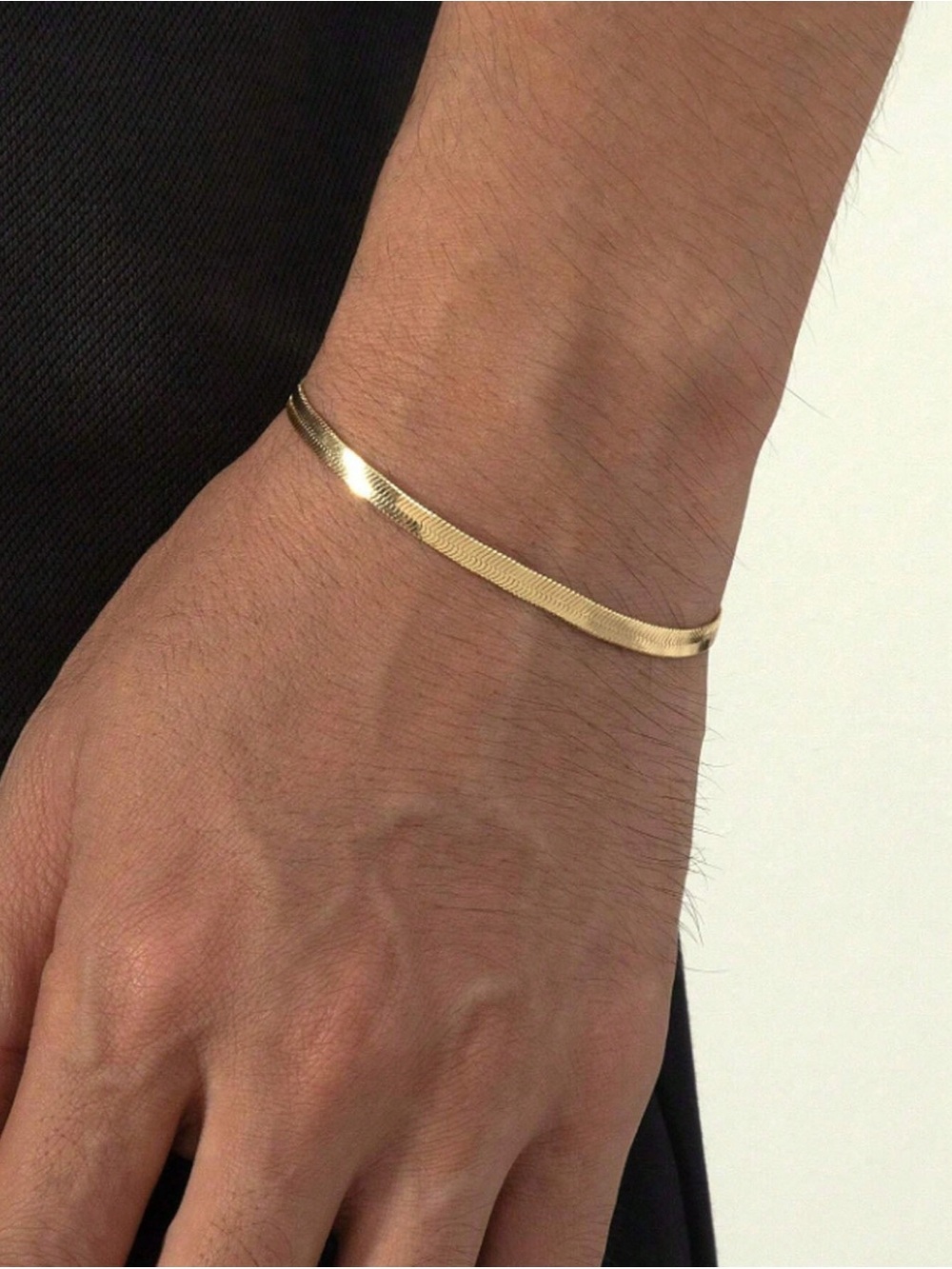 Source Unknown Gold Men’s Flat Herringbone Bracelet